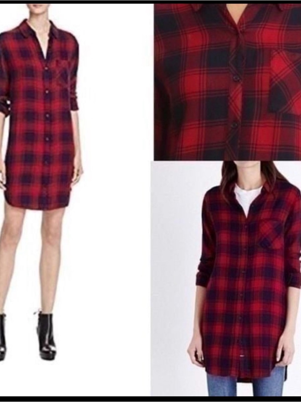 Rails Red and Black Plaid Button-Front Tunic